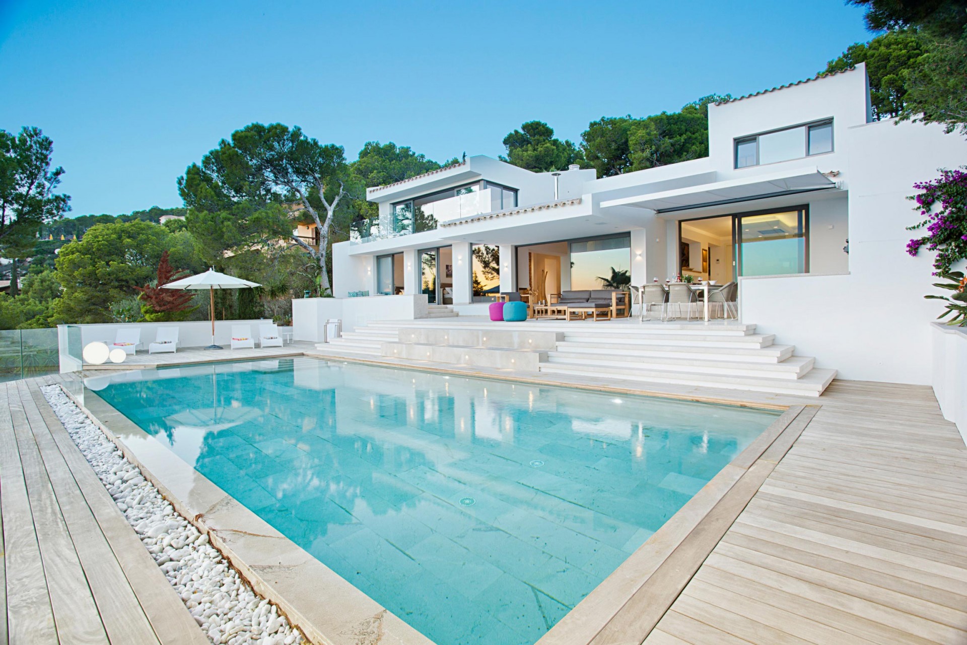 The villa Las Brisas near Puerto Portals seen from the pool.